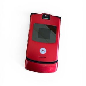VINTAGE Red Motorola RAZR V3 - Untested - 75% Original Film!
